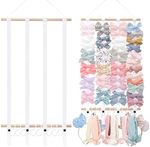 Hair Bow Holder Organizer for Girls，Hair Clips Headband Organizer Storage Wall Hanging Home Decor for Girls Room