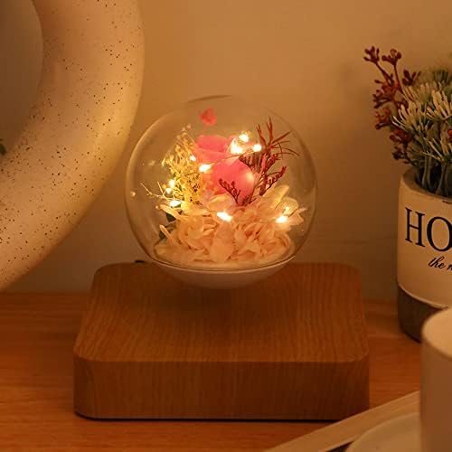 Magnetic Levitating Flower, Forever Flowers Real Eternal Roses, Levitation LED Light Bulb Lamp Floating Light, Decorative Light for Kids Lover Friends