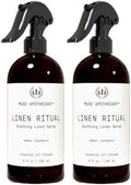 Muse Apothecary Linen Ritual - Aromatic, Soothing, and Relaxing Linen Mist, Laundry and Fabric Spray - Infused with Aromatherapy Essential Oils - 8 oz, Amber Cashmere, 2 Pack