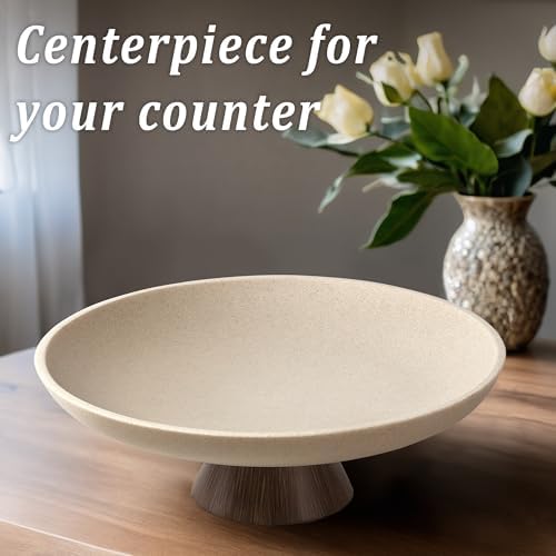 LIN CHUAN Large Decorative Bowl, Resin Pedestal Fruit Bowl, Brown