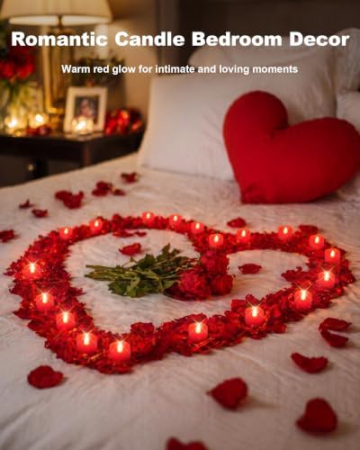 Homemory 24-Pack Red Flameless Battery Tea Light Candles, 200+ Hours