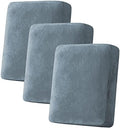 H.VERSAILTEX Velvet Stretch Couch Cushion Cover Plush Cushion Slipcover for Sofa Cushion Furniture Protector Seat Cushion Sofa Cover (3 Piece Sofa Cushion Covers, Stormy Blue)
