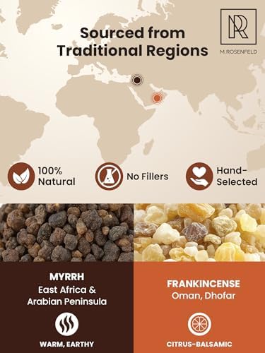 Frankincense Oman & Myrrh Incense Set - 100% Natural Aromatic Tree Gum Sap, Enhances Meditation - 2 x 40g