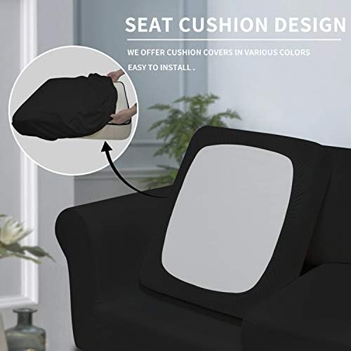 Easy-Going 3 Pieces Stretch Soft Couch Cover for Dogs - Washable Sofa Slipcover for 2 Separate Cushion Couch - Elastic Furniture Protector for Pets, Kids (Loveseat, Black, Medium)