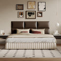 Upholstered Headboard - Bed Backboard, Dark Brown Faux Leather Panels, 24 x 12 Inches Each, 12-Piece Set, Modern Headboard Queen Design, Easy to Assemble, Perfect for Queen Beds