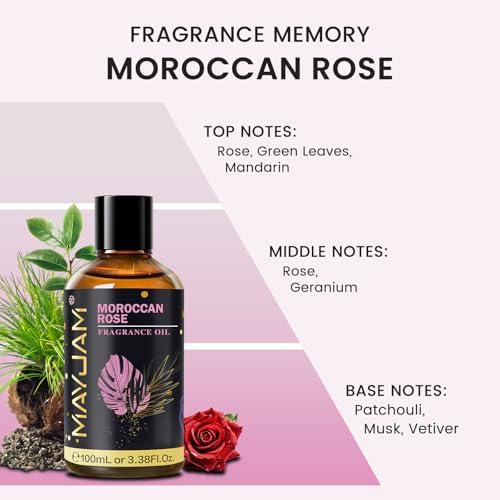 MAYJAM Moroccan Rose Fragrance Oil Essential Oils for Diffusers, 3.38FL.OZ