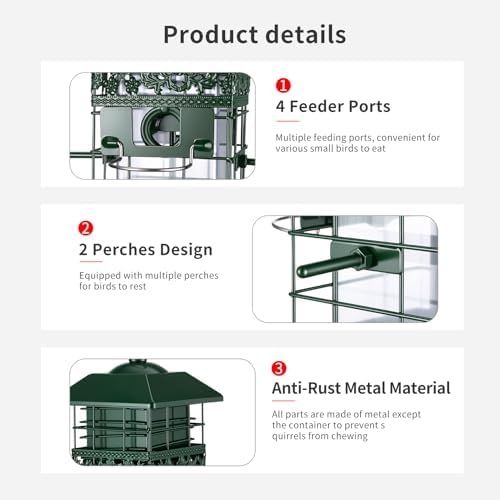 Squirrel Proof Bird Feeder, 2.8LB Weight-Activated Metal Outdoor