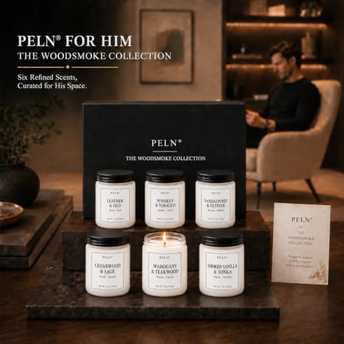Candles for Men Gift Set, 6 Pack 7 oz Scented Soy Candle Set, Woody Scents