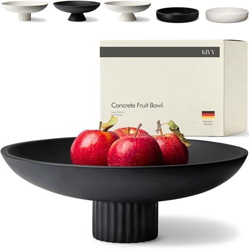 KIVY Concrete Fruit Bowl for Kitchen Counter - Large Decorative Bowl