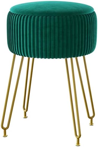 IBUYKE Storage Footrest Chair Ottoman, Makeup Vanity Stool, Green LG-20L