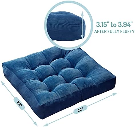 Floor Pillows Set of 6, Large Meditation Cushion for Adults, 22 Inch Square