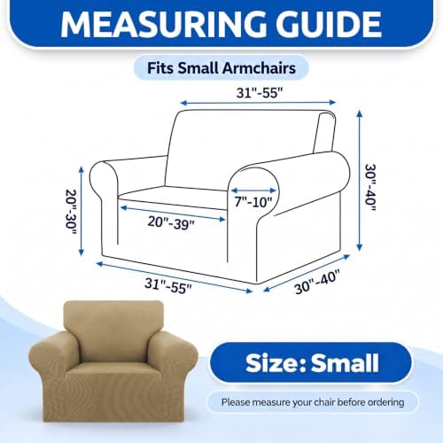 KEKUOU Stretch Chair Sofa Slipcover, Single Couch Cover,Tan