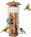Gbekery Metal Squirrel Proof Bird Feeders for Outdoors Hanging, Brown