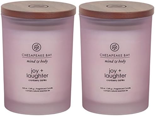 Chesapeake Bay Candle Joy + Laughter Scented Candles Cranberry Dahlia Medium 2-Pack Long Burn Time Home Décor