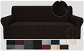 JIVINER High Stretch Couch Covers for 3 Cushion Couch 1-Piece Jacquard Elastic Sofa Slipcovers Anti Slip Sofa Cover with Elastic Bottom Furniture Protector for Kids Pets (Sofa, Dark Coffee)
