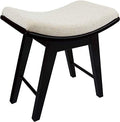 URFORESTIC Oak Wood Vanity Stool, Modern Makeup Dressing Stool with Concave Seat Surface,Capacity 300lb, Easy Assembly (Black)