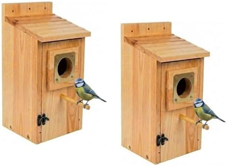 Bird Houses for Outside Clearance with Copper Guard, Pine Bird House Outdoor, Bluebird Finch Swallow Wren Chickadee No Assembly Required, 2 Packs