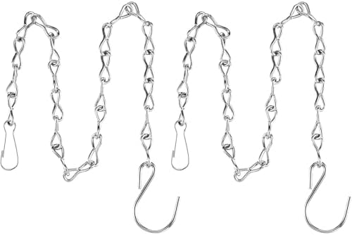 EBOOT 2 Pcs Hanging Chain for Bird Feeders Planters,23.6 Inch,Silver