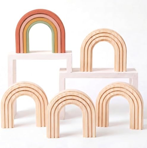 Jetec 5 Pack 6.3 Inch Unfinished Wood Rainbow for Crafts Paintable Cutouts