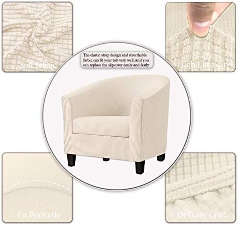 2 Piece Tub Chair Covers with Cushion Cover, Stretch Jacquard Furniture Cover,Armchair Protector Slipcover Removable Machine Washable (Beige Yellow)