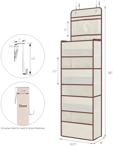 Univivi Over Door Hanging Organizers for Baby Essential, 5-shelf, Beige