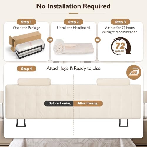 King Headboard with 2 Headrests, Memory Foam Upholstered Headboard