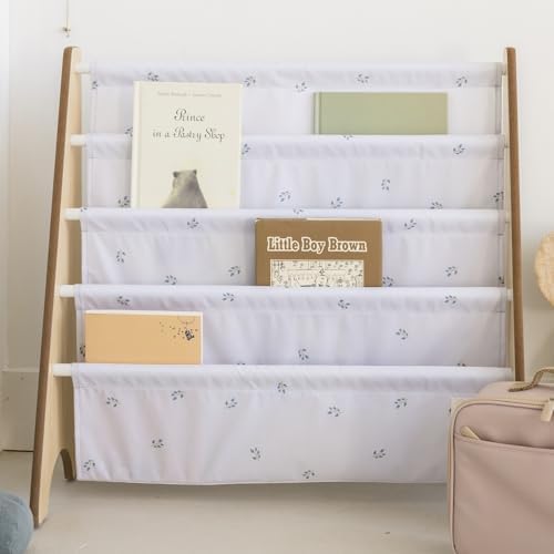 3 Sprouts Recycled Kids Bookshelf, Holds 35 Books, 4-Tier, Blueberry Mist