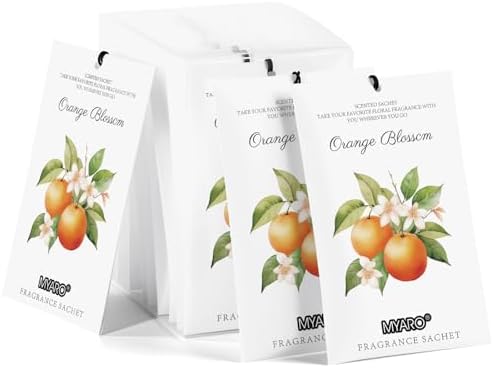 MYARO 12 Pack Orange Scented Sachets, Closet Deodorizer Car Air Freshener