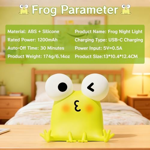 FAMIDUO Frog Night Light for Kids, Funny LED Squishy Animal Silicone Lamp