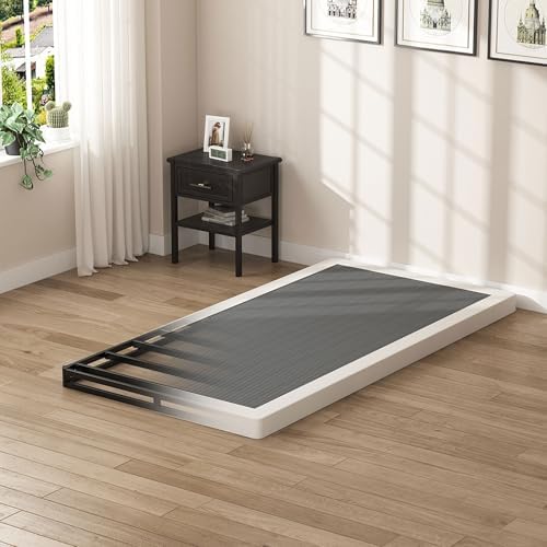 Twin Size Box Springs - 3 Inch Low Profile Mattress Foundation No Noise Heavy Duty Metal Basics Bed Base with Clean Fabric Cover, Easy Assembly