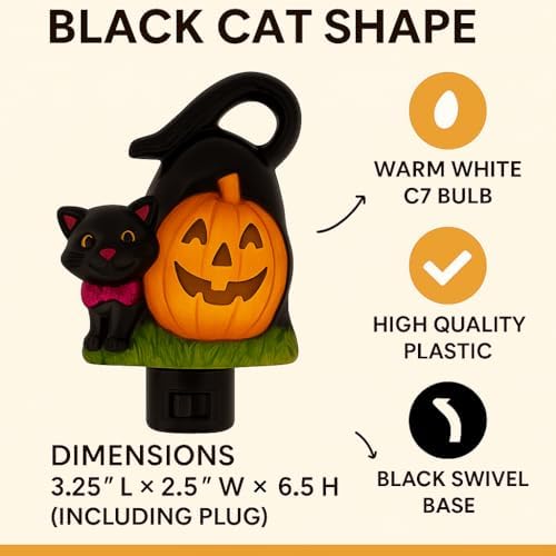 Novelty Lights LED Pumpkin & Black Cat Halloween Decoration Night Light