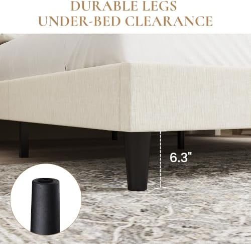 SHA CERLIN Queen Size Bed Frame with Storage Headboard & Charging Station