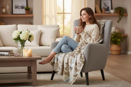 Serafina Home Decorative Fleece Throw Blanket Birds & Butterflies 50x70