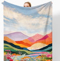 Abstract Colorful Mountain Throw Blanket for Couch, Modern Home Decor, Maximalist Wildflower Nature Landscape Throw Blanket for Bedroom Living Room Home Decoration, 50x60 Inches