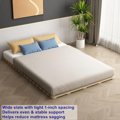 Foldable Floor Bed Frame for Japanese Futon Mattress Queen Size