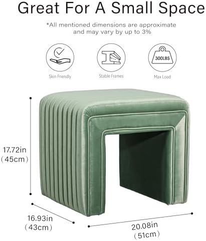 Get Set Style Vanity Stool Chair,Modern U‑Shaped Vanity Stool, Fully Assembled Velvet Ottoman Foot Stool, Decorative Accent Stool Extra Seat for Makeup Room, Living Room, Entryway, Bedroom