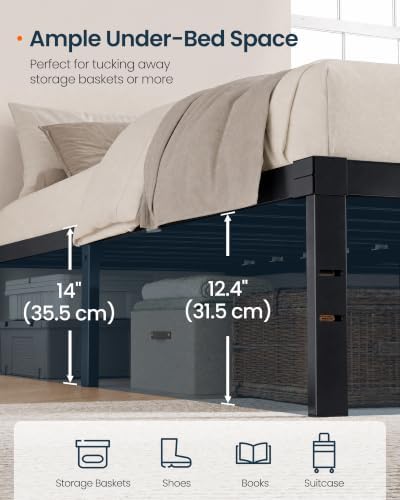 SONGMICS HOME Full Size Bed Frame, Metal Platform Bed Frame, 14 Inch