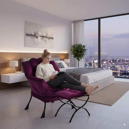 LITA Lazy Chair with Ottoman, Comfy Accent Reading Chair