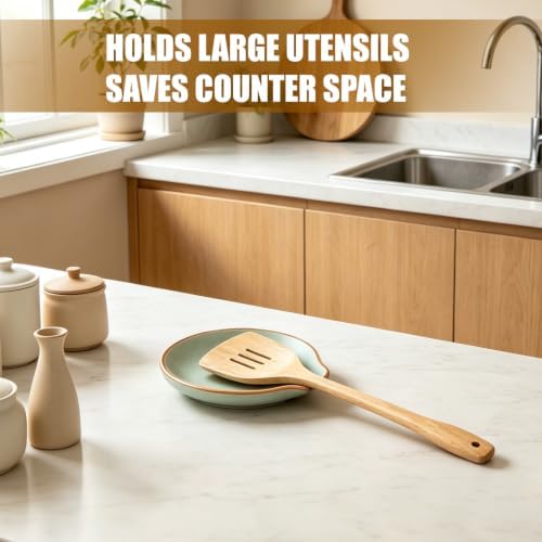Ceramic Spoon Rest Holder for Stove Top Kitchen Counter,5" (Sage)