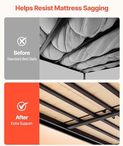 VEVOR Bunkie Board, Queen Size 76.8 x 58.3 in, Foldable Bed Board Under Mattress with Nylon Webbing, Plywood, Rounded Edges, Anti-Sag Design for Metal Frames, Sleeper Sofas, Platform and Bunk Beds