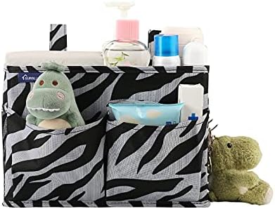 Surblue Caddy Hanging Organizer Bedside Storage Bag for Bunk and Hospital Beds, Zebra, Small