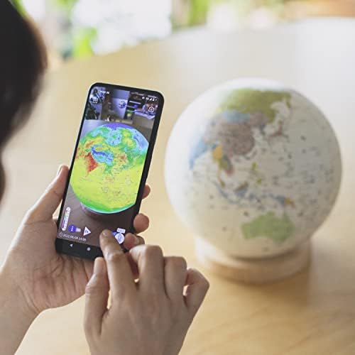 Hobonichi Earth Ball Journey, A full-scale globe type earth ball that separates the countries of the world. When you place the app, you can see the world information, Diameter 7.9 inches (20 cm), Made in Japan, Ivory