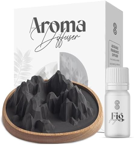 HOME ARCHIVE Aroma Diffuser with Aromatherapy Fragrant Oil Diffusers for Home Room Decor Fig Fragrance (Mountain Aroma Stone (Black))