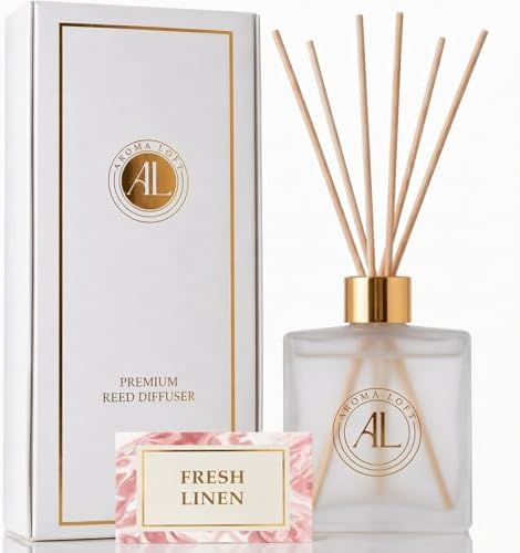 Frosted Reed Diffusers for Home | Premium Fragrance Diffuser | Frosted Diffuser Sticks in Oil Set with Fresh Linen Scent | Smell Good Stuff | Long-Lasting Oil for Bathroom & Office (5 oz)