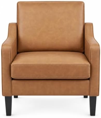 VINGLI Accent Chair, Faux Leather PU Armchair for Living Room, Brown