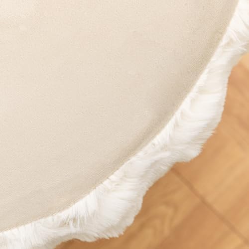 Asuprui Supportive Pouf Ottoman Foot Rest Elevate Your Living Room Decor with Lightweight Pouf Filler Modern Foam Stuffed Poof Perfect to Rest Your Feet (Natural, 20x20x14 Inches, Round)