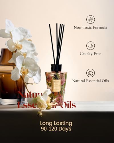 M&SENSE Reed Diffuser Set, Peony Blush Sude, 8.79 oz Natural Essential Oil