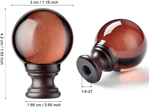 2 Pcs Lamp Finials, Ball Shaped Tawny Crystal Glass with Bronze Finish Screw Knob Base for Lamp Shade Top Cap, Decoration Accessories for Table and Floor Lamps (2 Inches Tall)