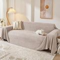 MEETSKY Couch Covers for 3 Cushion Couch Sofa, Washable Sectional Couch Covers L Shape Sofa Cover Soft Slipcovers Couch Furniture Protector for Pets Dogs Kids, 91" x 118", Oat