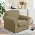 2 Pieces Stretch Chair Cover For Sofa Slipcover, 1 Seat, Sand